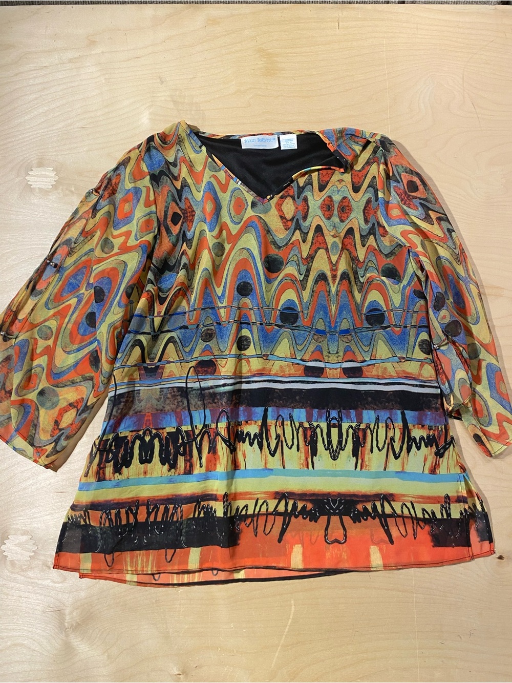 Bleu Bayou Colorful Abstract Pattern Blouse XL (SG)